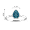 Sterling Silver Natural Blue Diamond Teardrop Ring