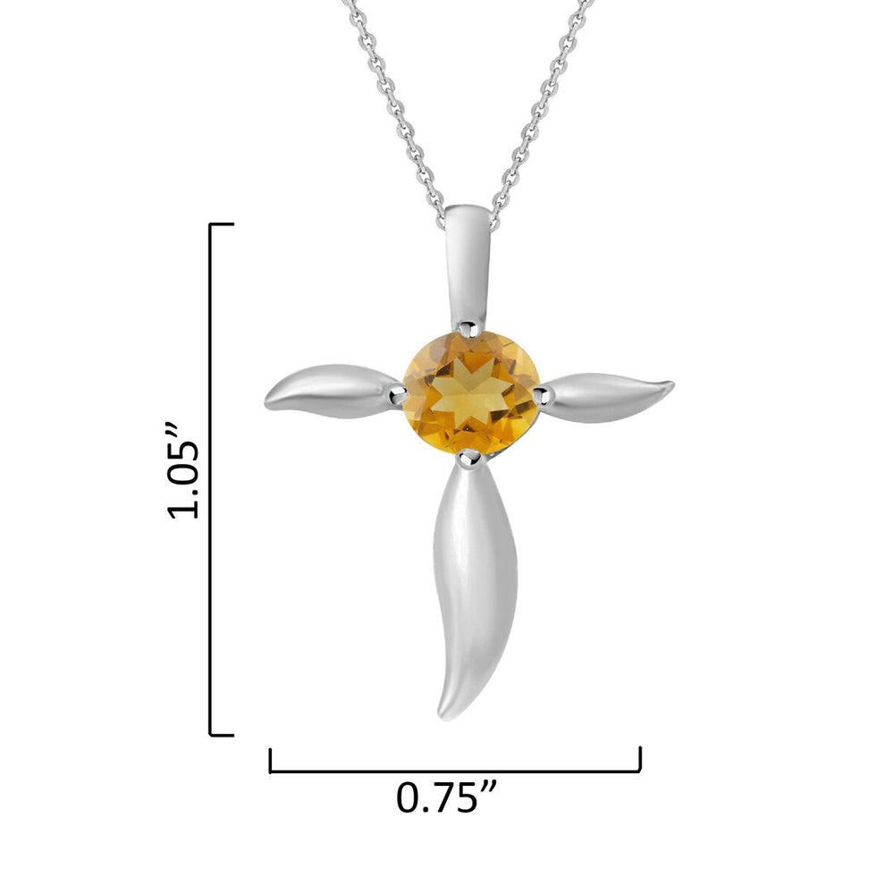 Sterling Silver Natural Citrine Cross Pendant