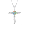 Sterling Silver Natural Ethiopian Opal Cross Pendant