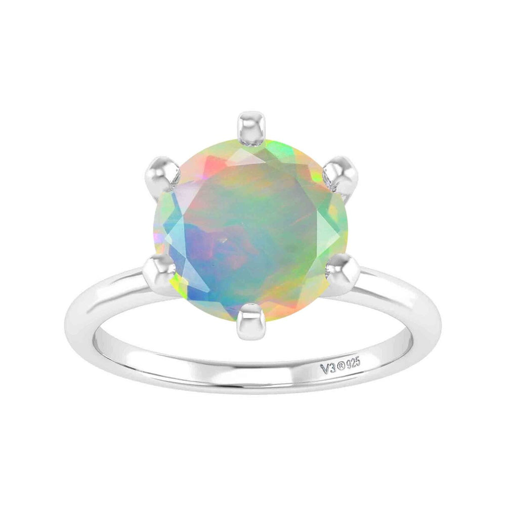 Sterling Silver Natural Ethiopian Opal Solitaire Ring