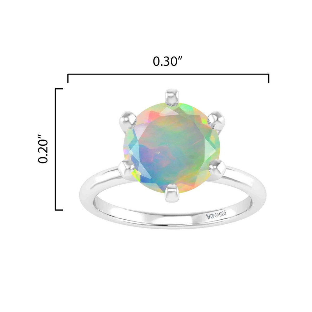 Sterling Silver Natural Ethiopian Opal Solitaire Ring