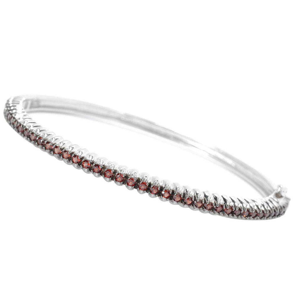 Sterling Silver Natural Garnet Bangle Bracelet