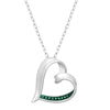 Sterling Silver Natural Green Diamond Heart Pendant with 18" Chain