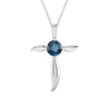 Sterling Silver Natural London Blue Topaz Cross Pendant