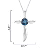 Sterling Silver Natural London Blue Topaz Cross Pendant