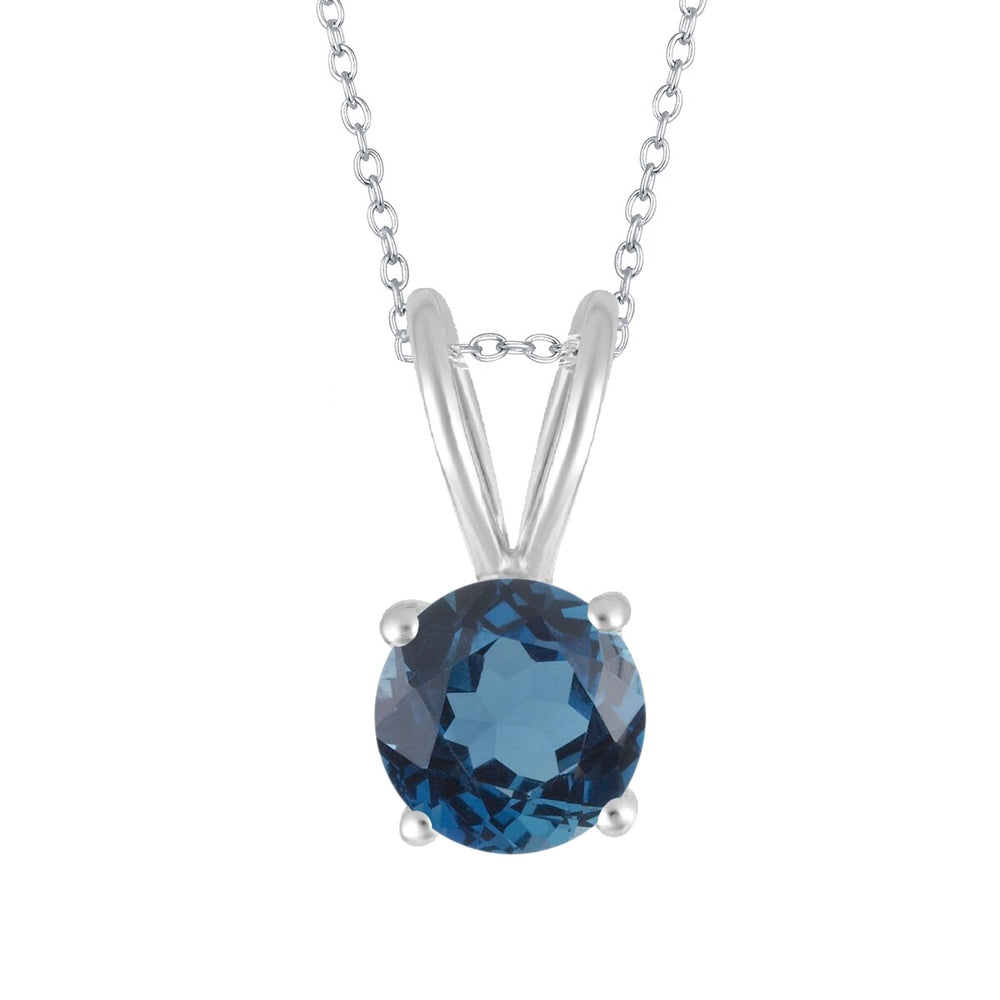 Sterling Silver Natural London Blue Topaz Solitaire Pendant