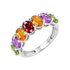 Sterling Silver Natural Multi Gemstone Seven Stone Band Ring