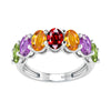 Sterling Silver Natural Multi Gemstone Seven Stone Band Ring