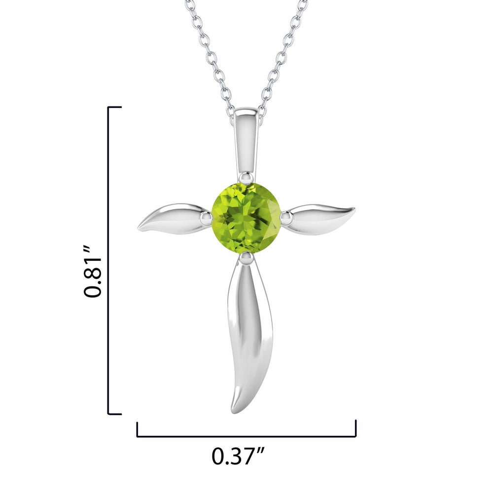 Sterling Silver Natural Peridot Cross Pendant