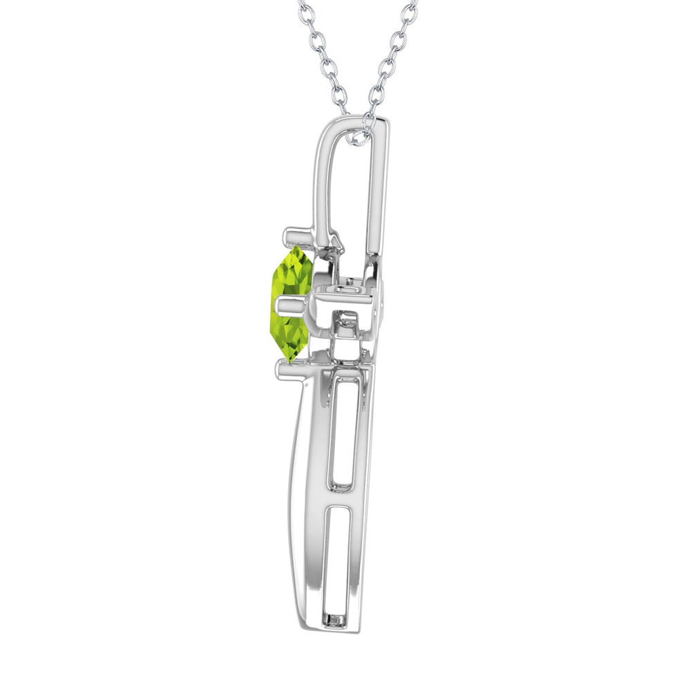 Sterling Silver Natural Peridot Cross Pendant