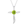 Sterling Silver Natural Peridot Cross Pendant