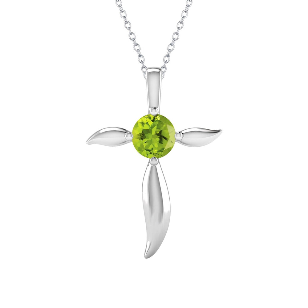 Sterling Silver Natural Peridot Cross Pendant