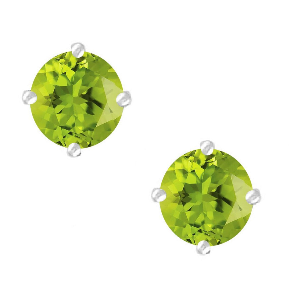 Sterling Silver Natural Peridot Stud Earrings