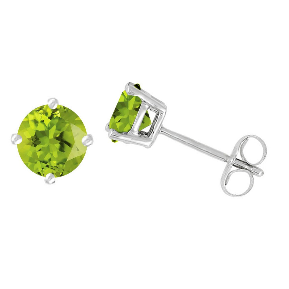 Sterling Silver Natural Peridot Stud Earrings