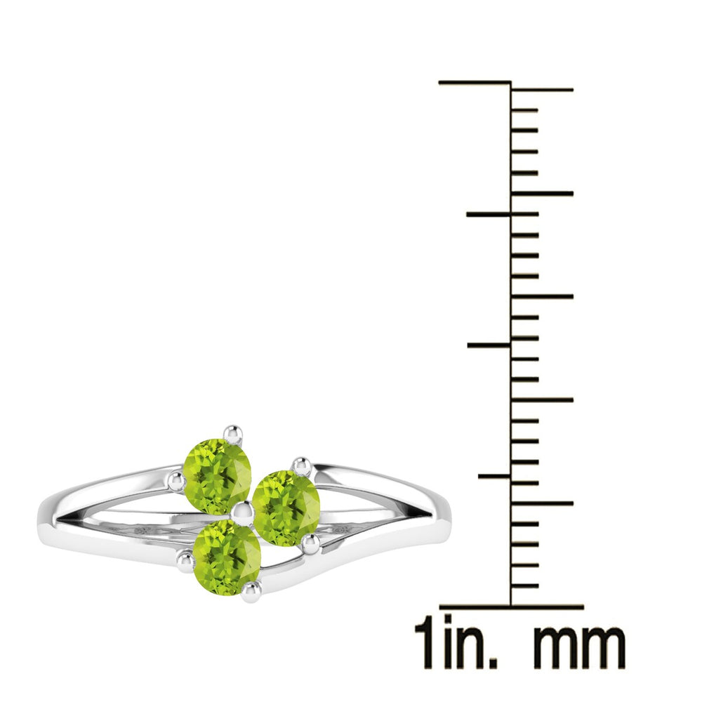 Sterling Silver Natural Peridot Three Stone Ring