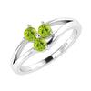 Sterling Silver Natural Peridot Three Stone Ring