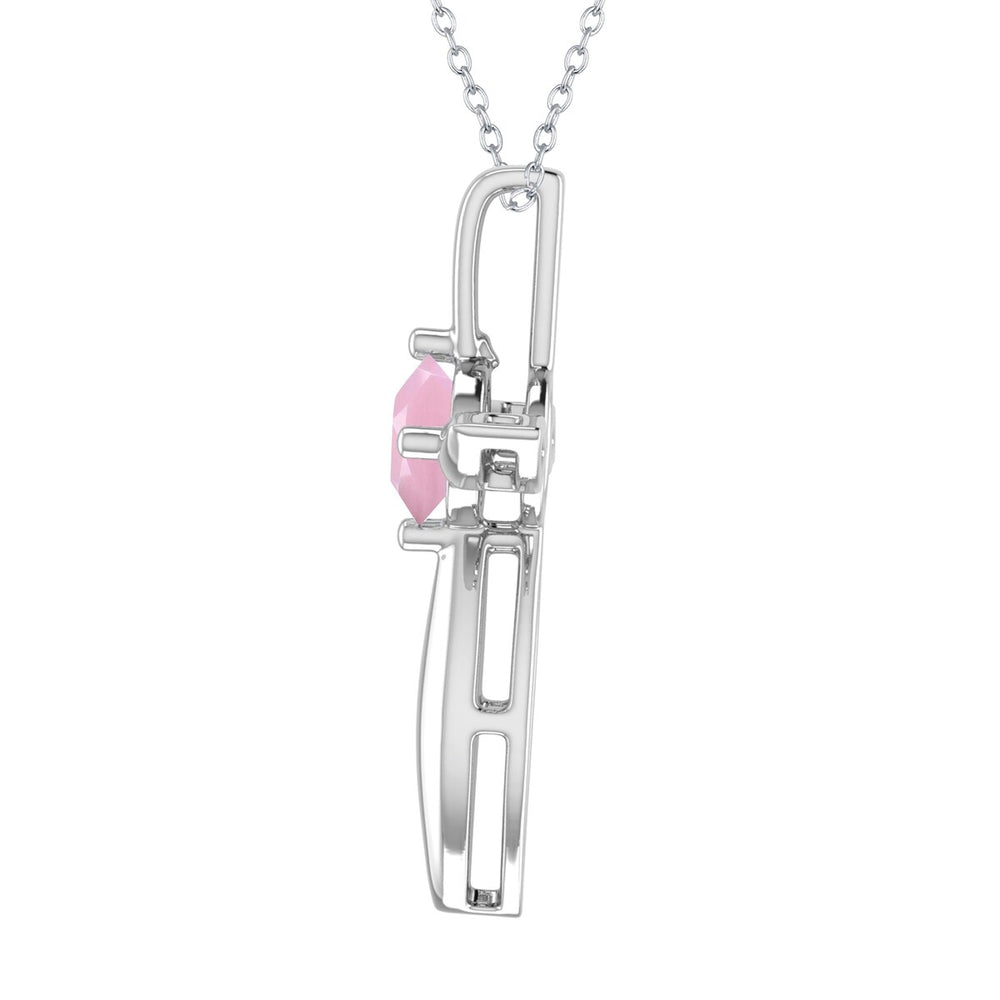 Sterling Silver Natural Pink Opal Cross Pendant