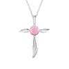 Sterling Silver Natural Pink Opal Cross Pendant