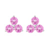 Sterling Silver Natural Pink Sapphire 3- Stone Stud Earrings