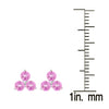 Sterling Silver Natural Pink Sapphire 3- Stone Stud Earrings