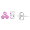 Sterling Silver Natural Pink Sapphire 3- Stone Stud Earrings