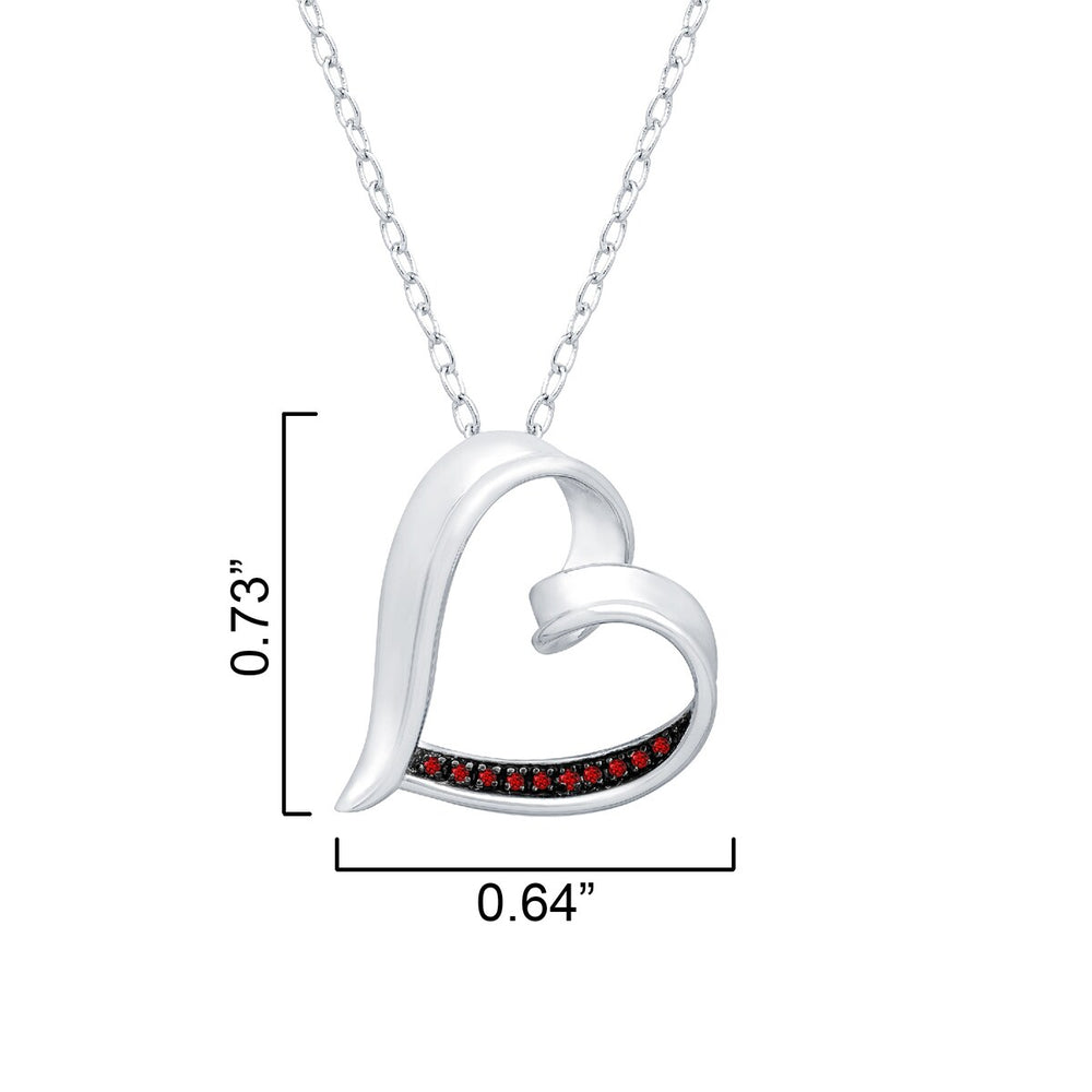 Sterling Silver Natural Red Diamond Heart Pendant