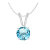 Sterling Silver Natural Sky Blue Topaz Solitaire Pendant