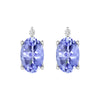 Sterling Silver Natural Tanzanite and White Diamond Stud Earrings