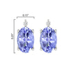 Sterling Silver Natural Tanzanite and White Diamond Stud Earrings