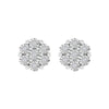 Sterling Silver Natural White Diamond Flower Earrings