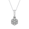 Sterling Silver Natural White Diamond Flower Pendant