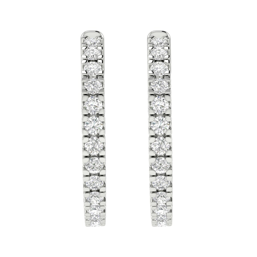 Sterling Silver Natural White Diamond Hoop Earrings