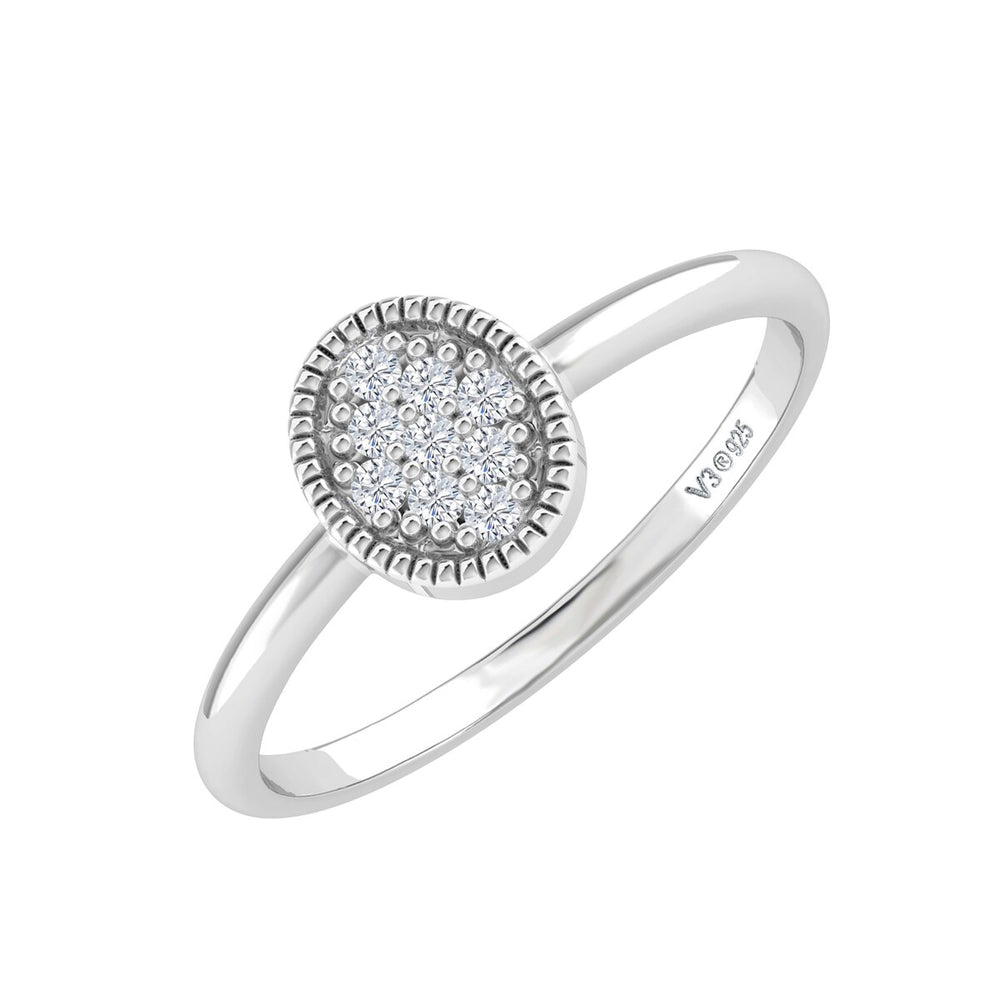 Sterling Silver Natural White Diamond Oval Ring