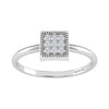 Sterling Silver Natural White Diamond Square Ring