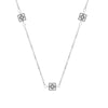 Sterling Silver Natural White Diamond Square Station Necklace