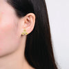 Sterling Silver Natural Yellow Diamond 3- Stone Stud Earrings