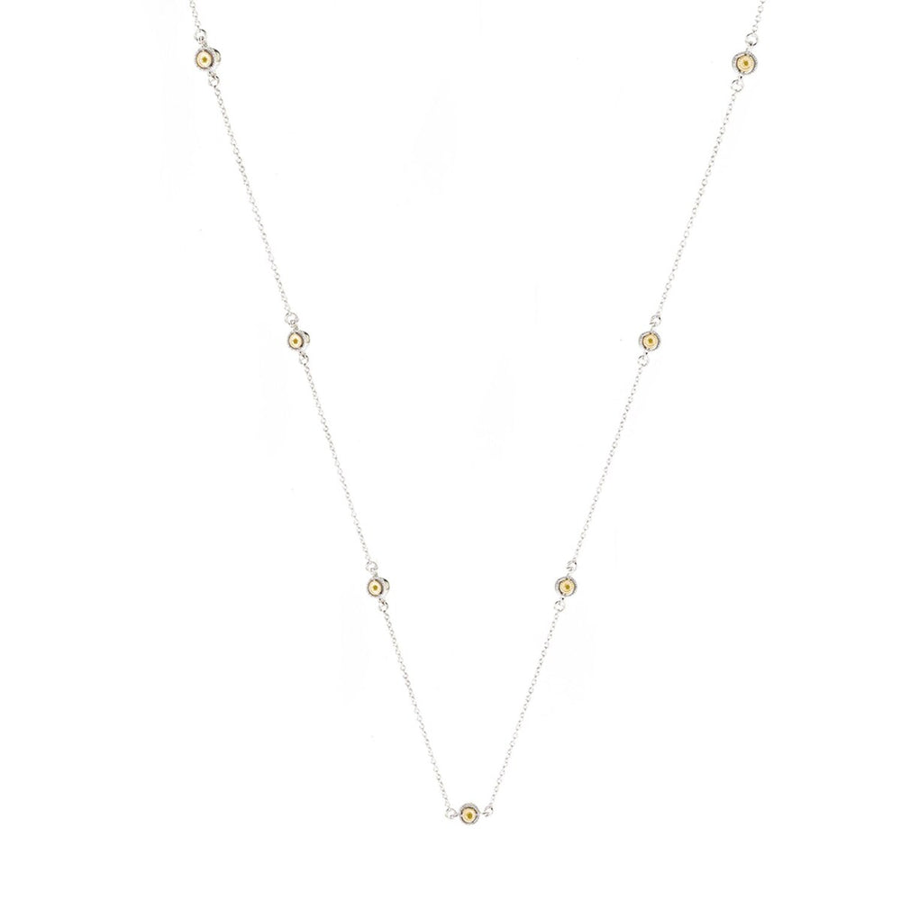 Sterling Silver Natural Yellow Diamond Station Necklace