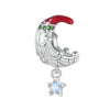 Sterling Silver Old Man on the Moon in Santa Hat with Dangling Star Charm