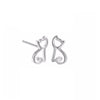 Sterling Silver Open Cat Stud Earrings