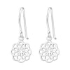 Sterling Silver Open Flower Drop Earrrings