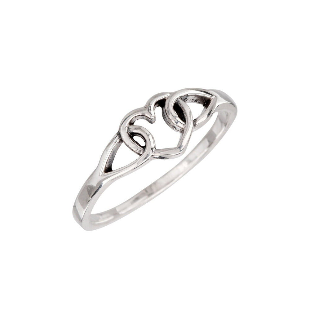 Sterling Silver Open Interlocked Heart Ring