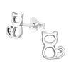 Sterling Silver Open Kitten Stud Earrings