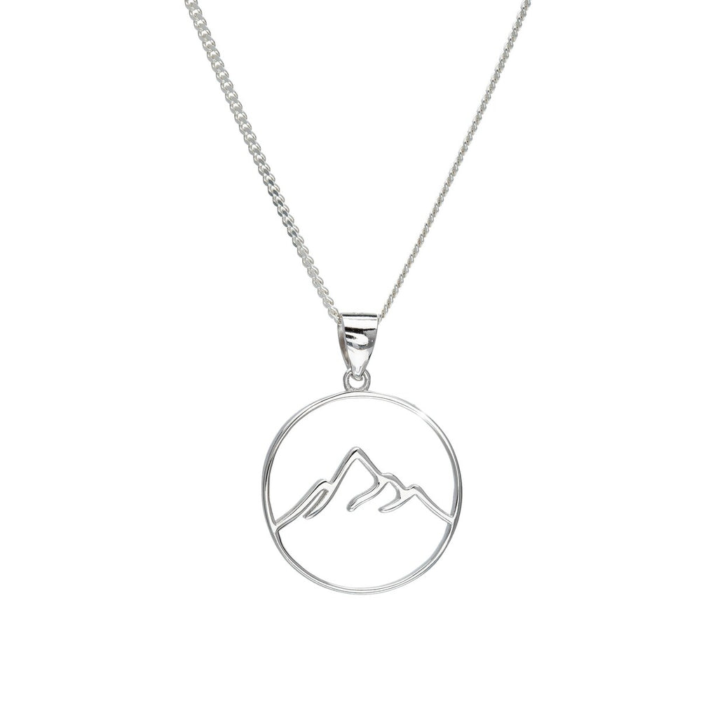 Sterling Silver Open Mountain Pendant Necklace - White