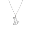 Sterling Silver Open Puppy Pendant Necklace - White