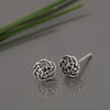 Sterling Silver Open Round Knotted Stud Earrings