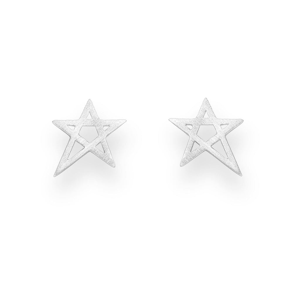 Sterling Silver Open Star Stud Earrings