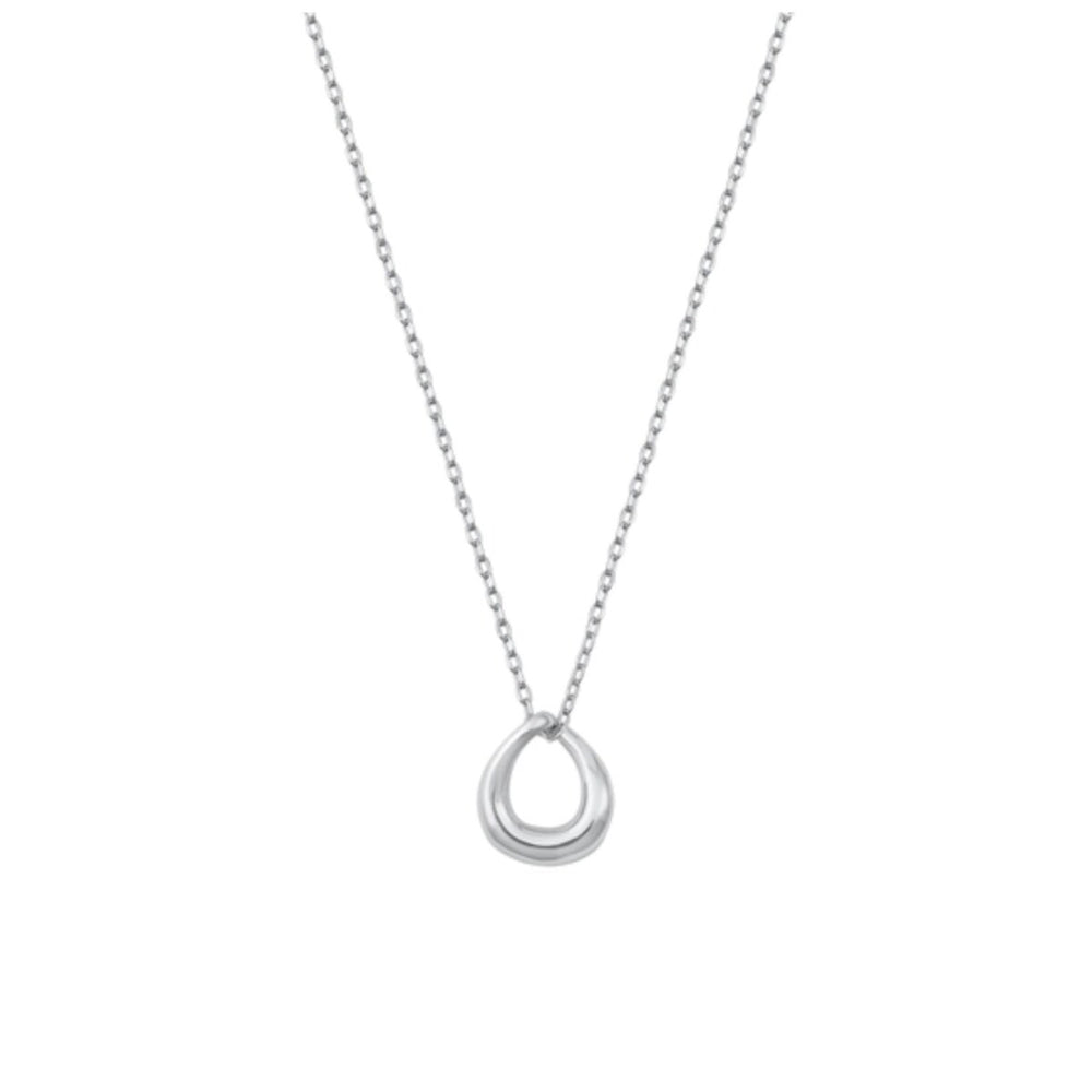 Sterling Silver Open Teardrop Pendant Necklace - White