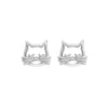 Sterling Silver Openwork Cat Stud Earrings