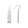 Sterling Silver Openwork Floral Rectangular Drop Earrings