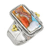 Sterling Silver Orange Oyster Mojave with Gold Accented Ring